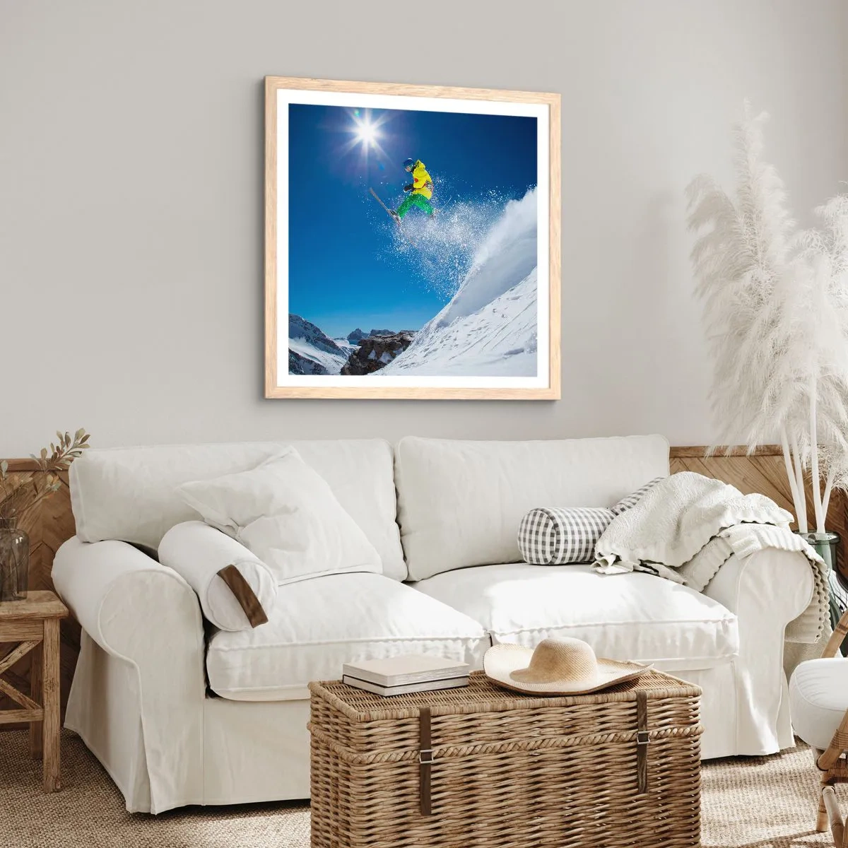 Poszter világos tölgy keretben - Tánc a hegyekkel - 40x40 cm
