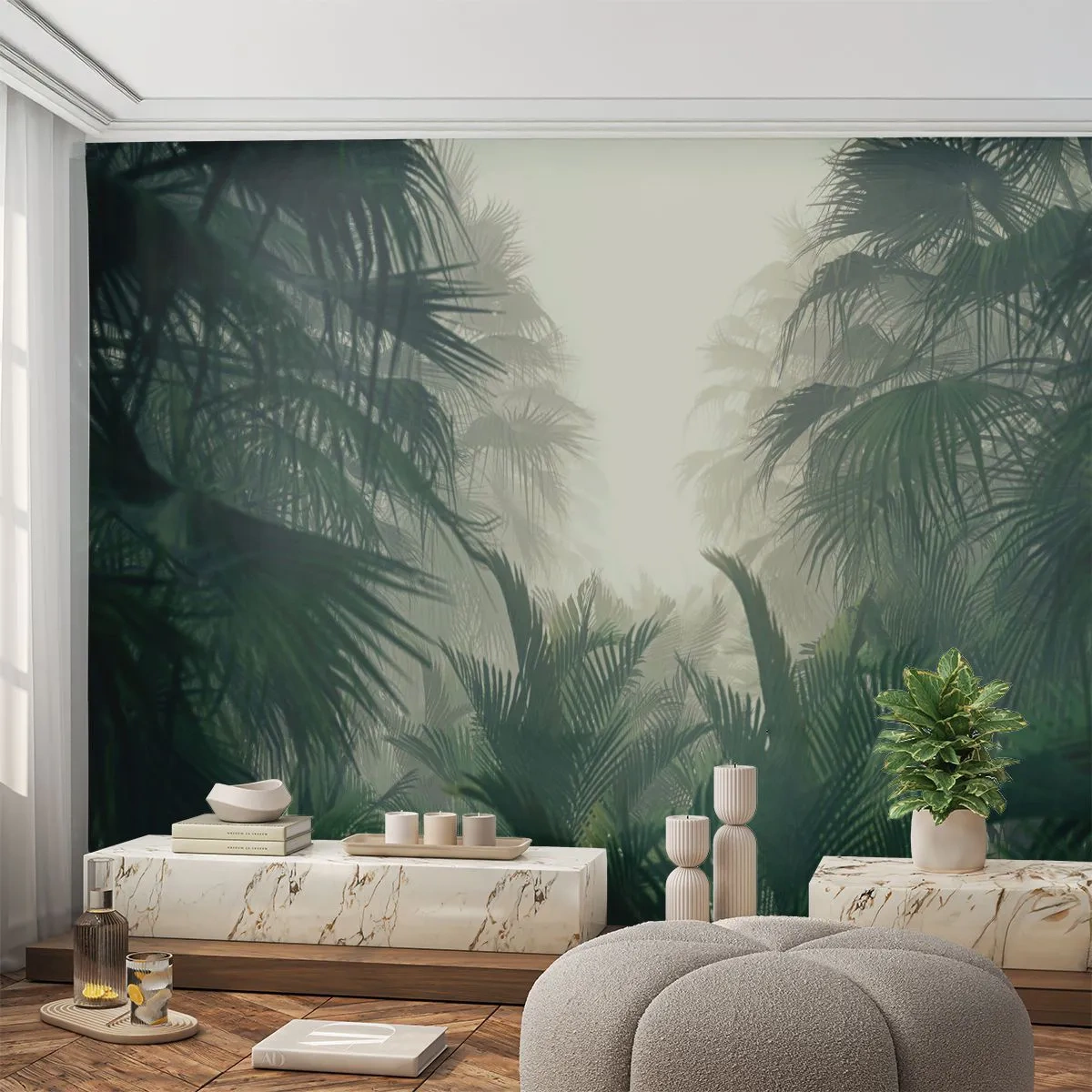 Fotótapéta Premium Sand - Trópusi titok - Dzsungel, Kókuszpálma, Erdő - 100x70 cm
