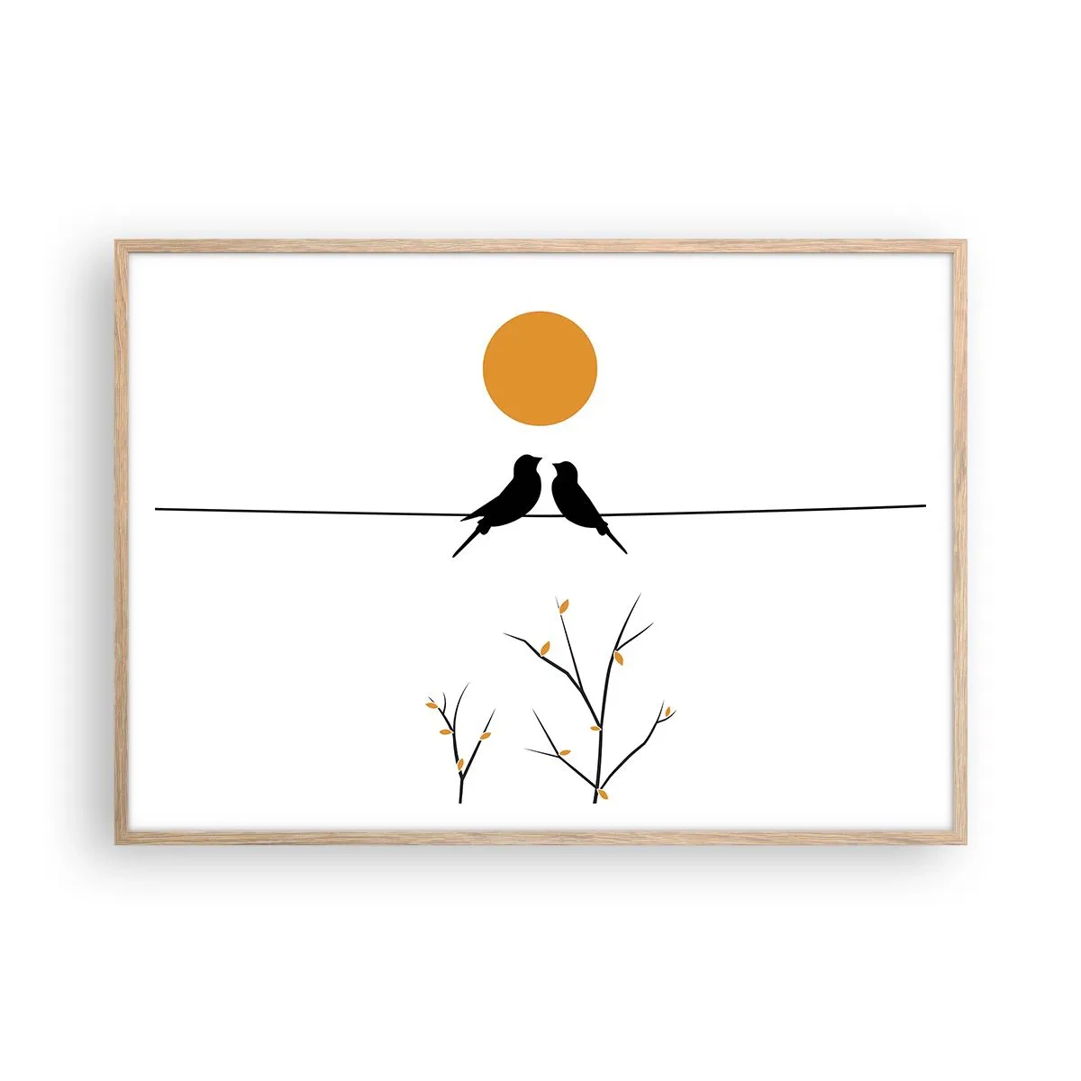 Poszter világos tölgy keretben - Fülemüle este - 100x70 cm