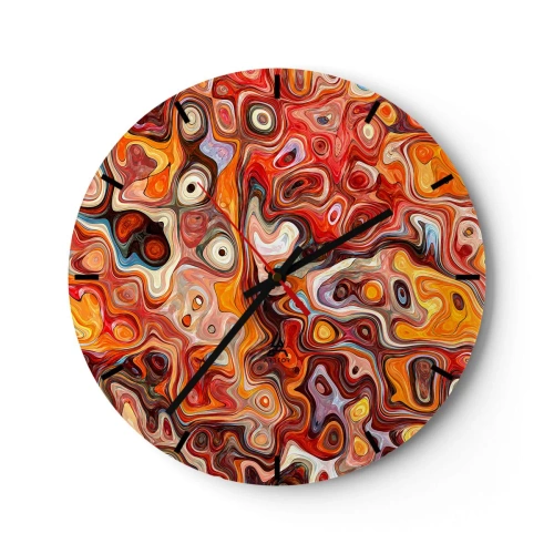 Falióra, Óra - Absztrakt minta piros, narancs és sárga árnyalatokban - 30x30cm - Hogyha a diók a mézben olvadnának - Modern fali dekoráció nappalihoz, konyhához és hálószobához ARTTOR