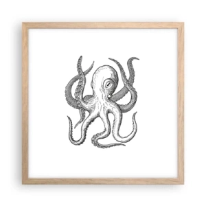 Poszter világos tölgy keretben - Hullámokkal táncoló - 40x40 cm