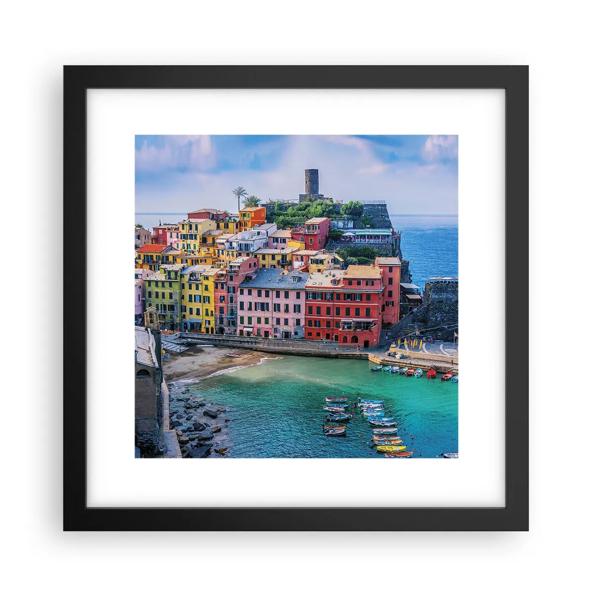 Poszter fehér keretben - Varázslatos mediterrán város - 30x30 cm