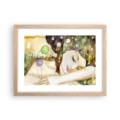 Poszter világos tölgy keretben - Smaragd-ibolya álom - 40x30 cm