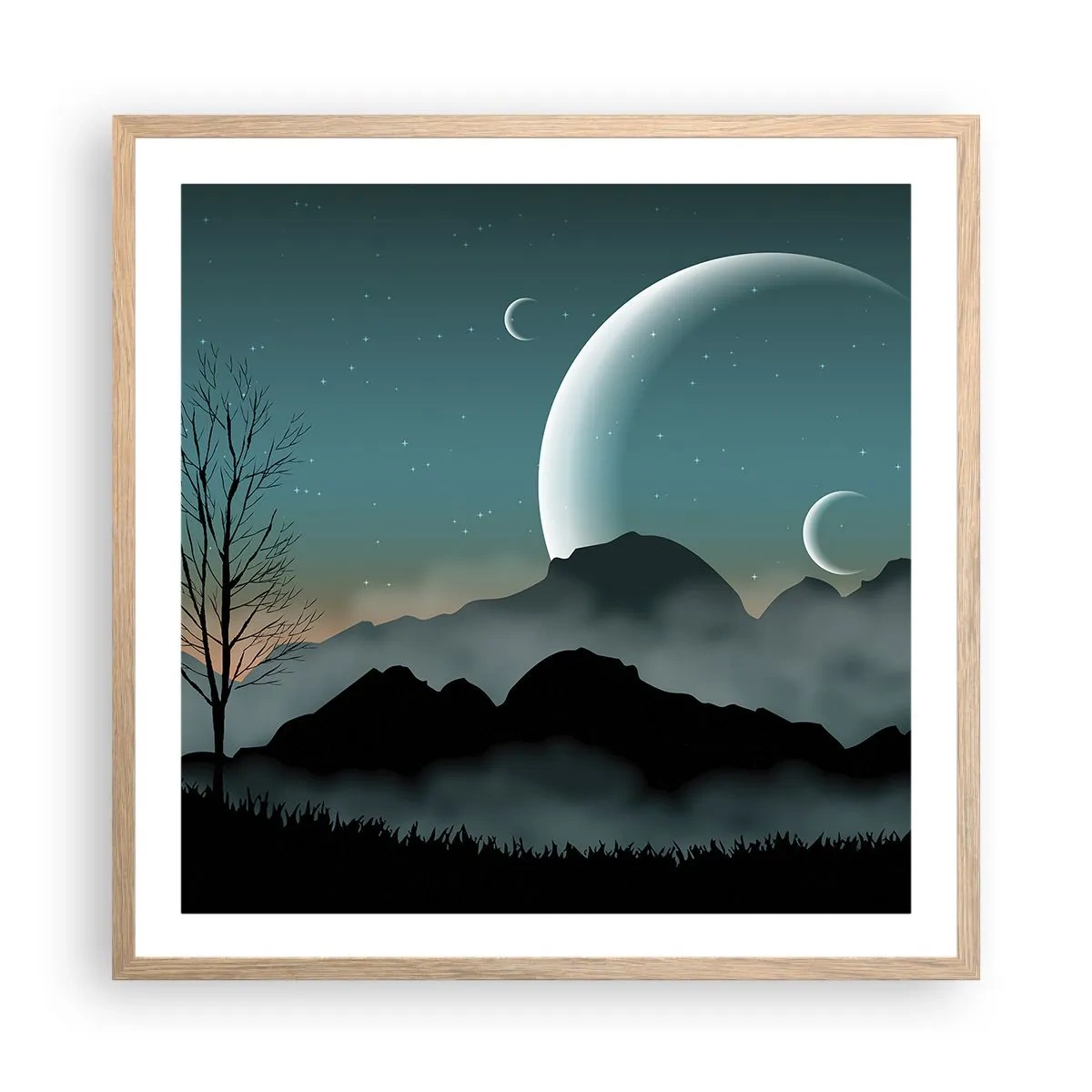 Poszter világos tölgy keretben - Csillagos éj karneválja - 60x60 cm