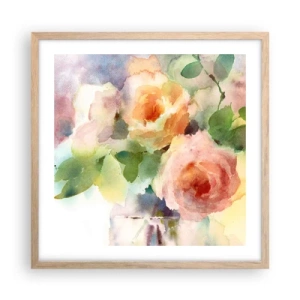 Poszter világos tölgy keretben - Gyengéd, mint az akvarell - 50x50 cm