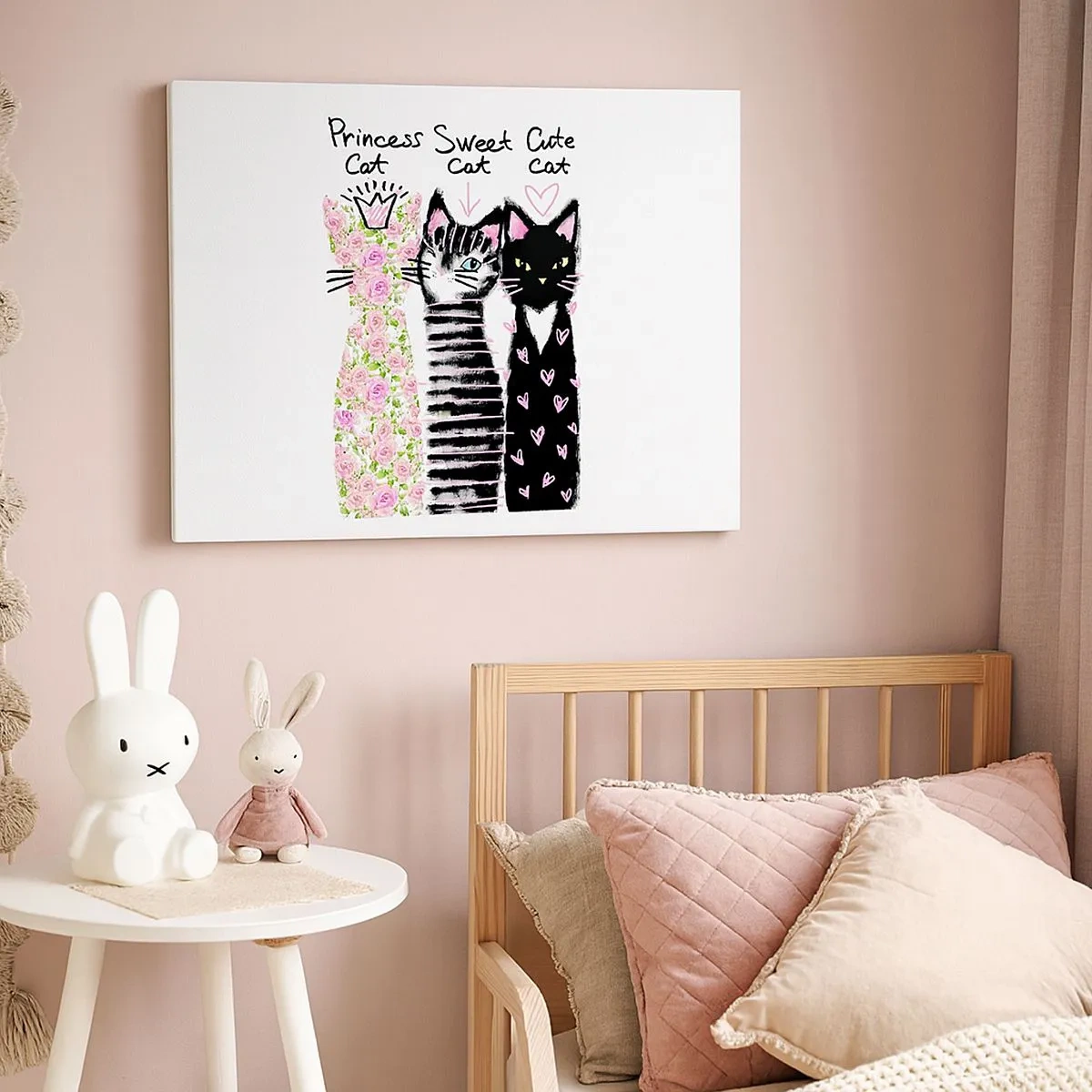 Vászonkép - Három macska különféle művészi mintákkal - 70x50cm - Volt egyszer három macska - Modern fali dekoráció nappalihoz és hálószobához ARTTOR