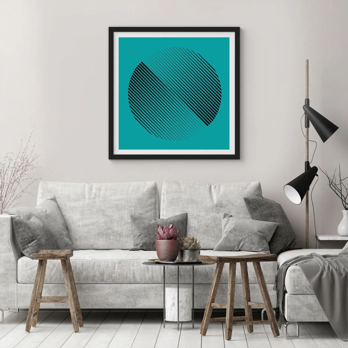 Poszter fehér keretben - A kör - egy geometriai variáció - 60x60 cm