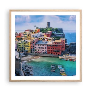 Poszter világos tölgy keretben - Varázslatos mediterrán város - 60x60 cm