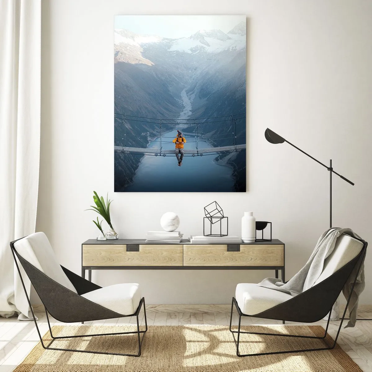 Üveg kép - Elragadtatott a felfüggesztésben - 70x100 cm