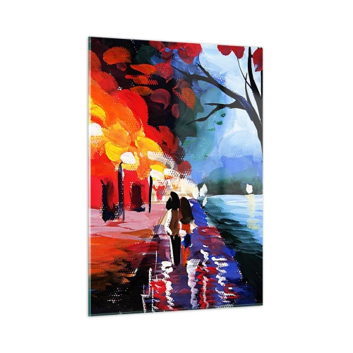 Üveg kép - Lángoló ősz a parkban - 50x70 cm