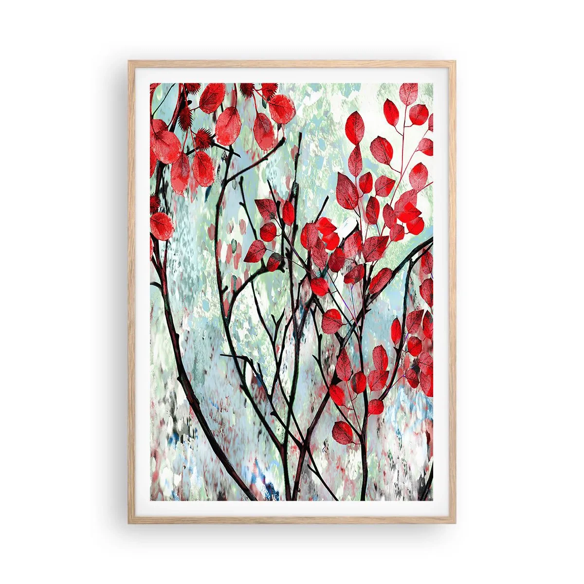 Poszter világos tölgy keretben - Fa skarlát színben - 70x100 cm