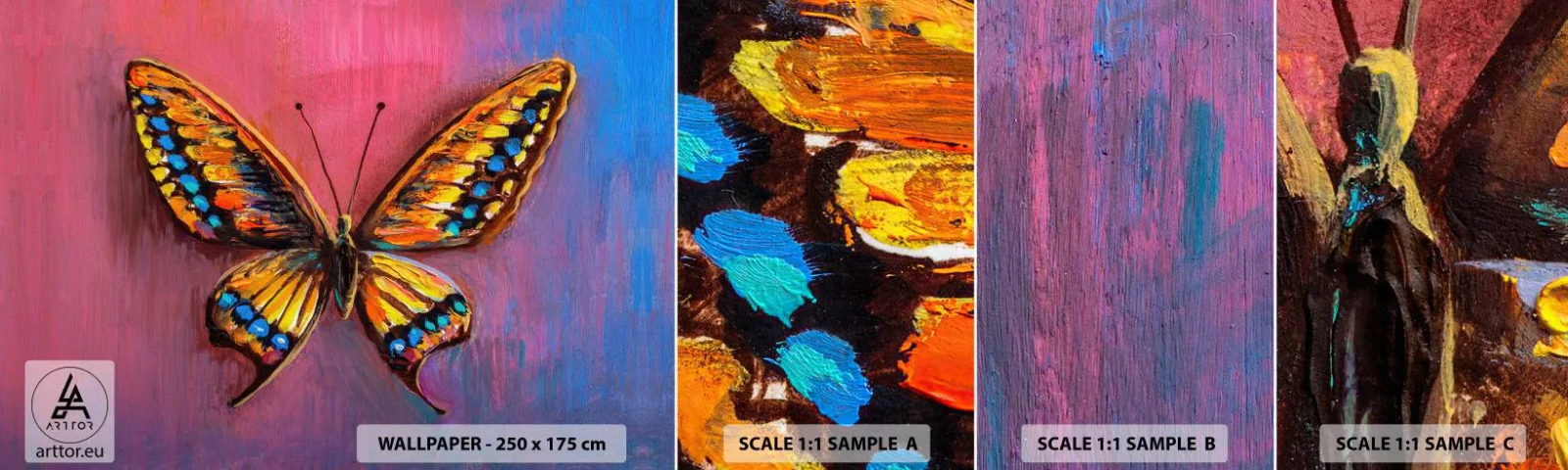 Fotótapéta Minta Öntapadós Deluxe Sticker - A természet gyöngye - Pillangó, Darab, Festmény - 100x30 cm