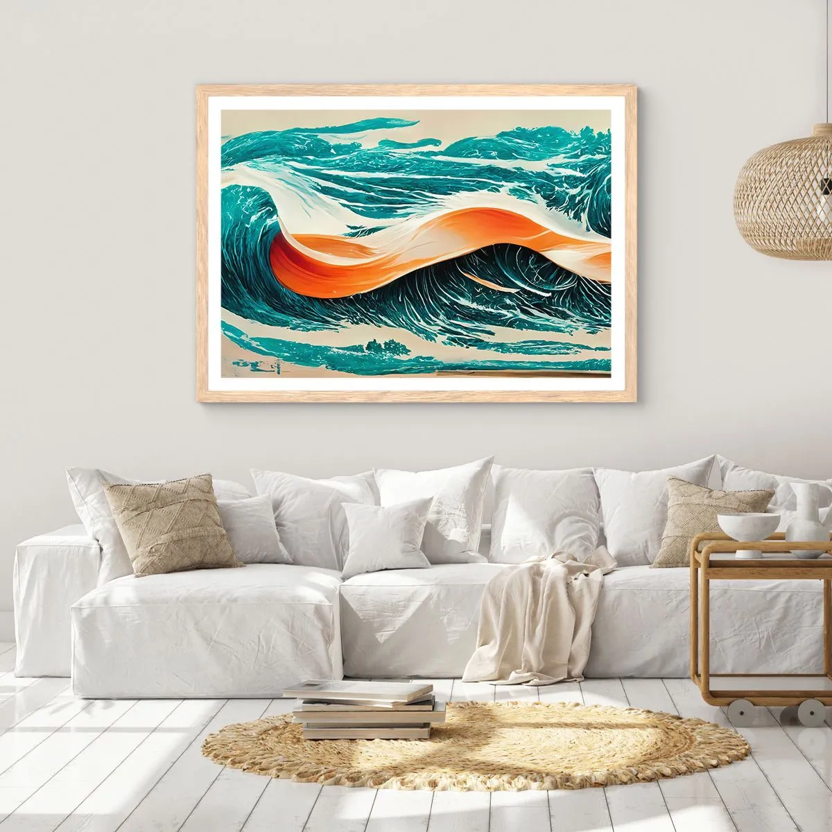 Poszter világos tölgy keretben - Szörfös álma - 100x70 cm