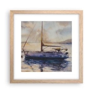 Poszter világos tölgy keretben - Este az öbölben - 30x30 cm