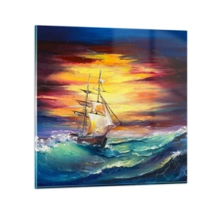 Üveg kép - Bátran a hullámok alatt - 30x30 cm