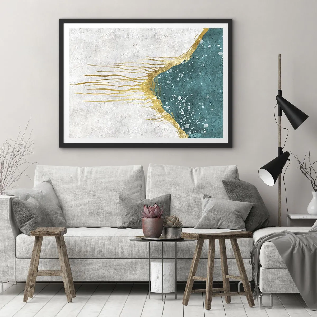 Poszter fehér keretben - Aranyló dagály - 70x50 cm