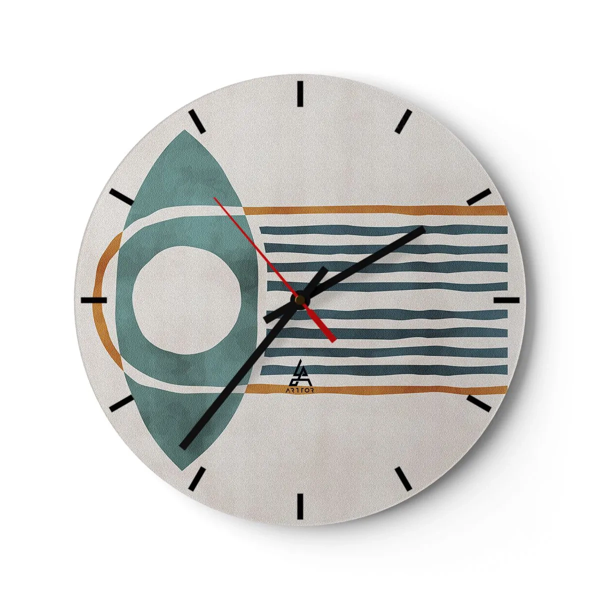 Falióra, Óra - Geometrikus etnikai motívum vonalakkal és körökkel - 30x30cm - Jelek és rituálék - Modern fali dekoráció nappalihoz, konyhához és hálószobához ARTTOR