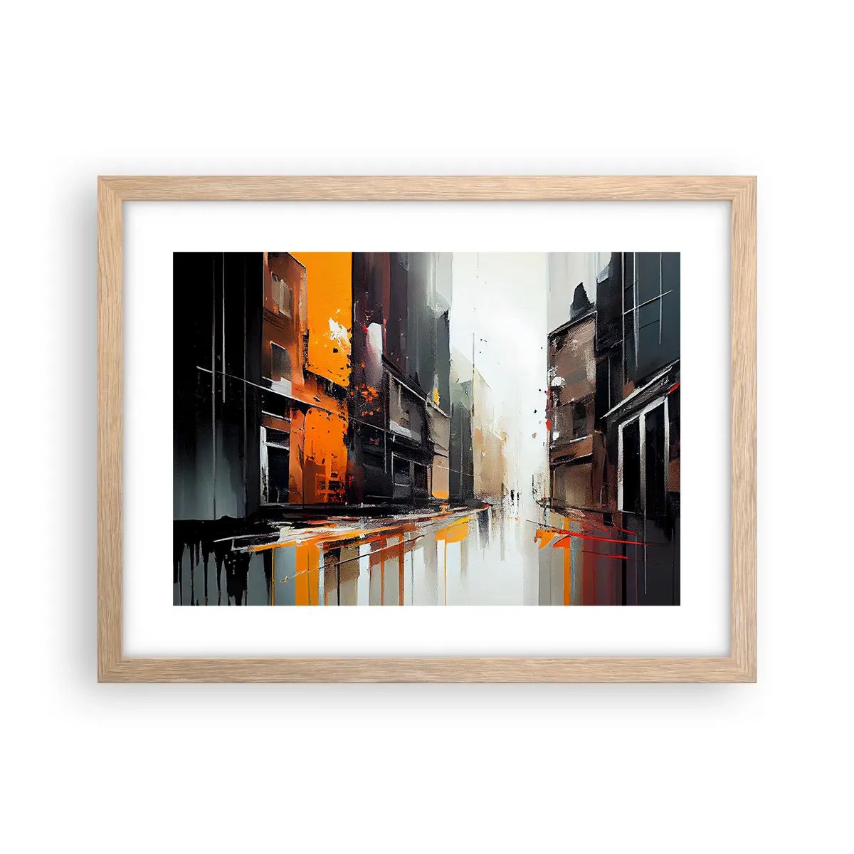 Poszter világos tölgy keretben - Esős nap - 40x30 cm