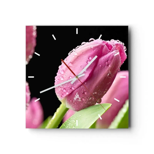 Falióra, Óra - Lila álom a harmatban - 30x30 cm