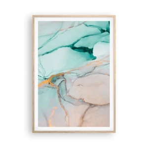 Poszter világos tölgy keretben - Formák és színek tánca - 70x100 cm