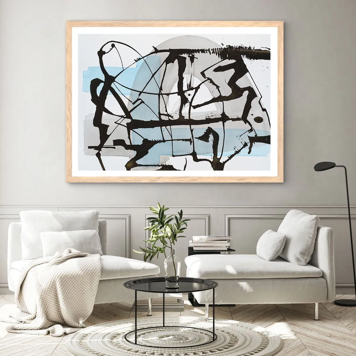 Poszter világos tölgy keretben - Mindennek ellenére kék - 50x40 cm