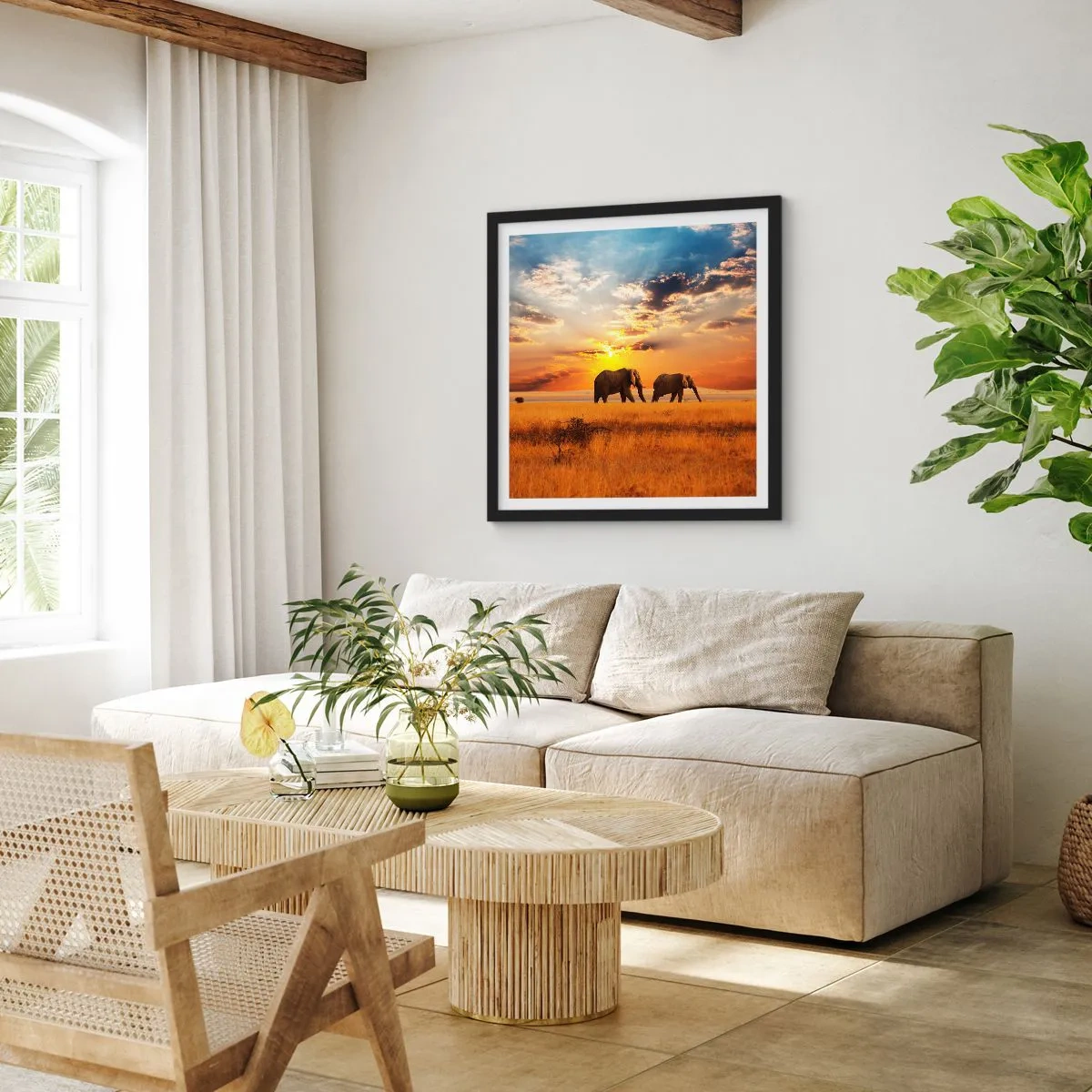 Poszter fehér keretben - Családi séta - 50x50 cm