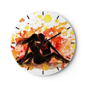 Falióra, Óra - Egy művészi szerelmi jelenet akvarell színekben - 30x30cm - És világosság lett - Modern fali dekoráció nappalihoz, konyhához és hálószobához ARTTOR