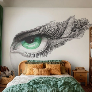 Fotótapéta Premium Sand - Gyönyörű és támadásra kész - Absztrakció, Grafika, Szem - 350x256 cm