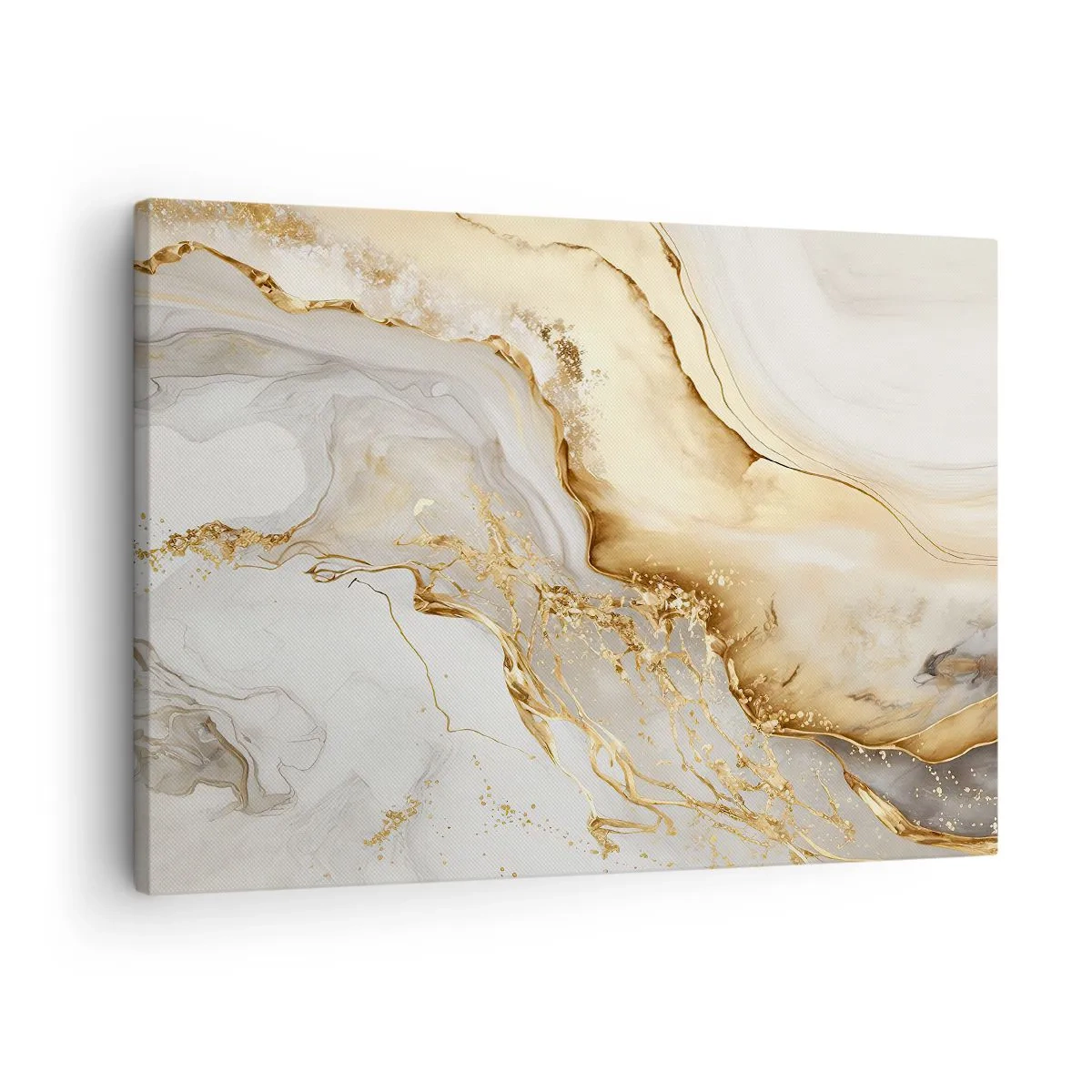 Vászonkép - Arany és márvány absztrakt minták világos háttéren - 70x50cm - Absztrakció: szépség és jóság - Modern fali dekoráció nappalihoz és hálószobához ARTTOR