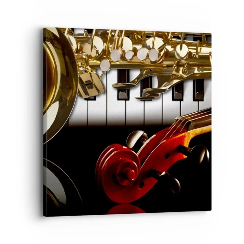 Vászonkép - Fémlemez, fa és elefántcsont - 30x30 cm