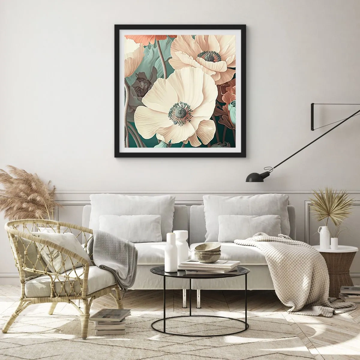 Poszter fehér keretben - Pipacsok suttogása - 50x50 cm