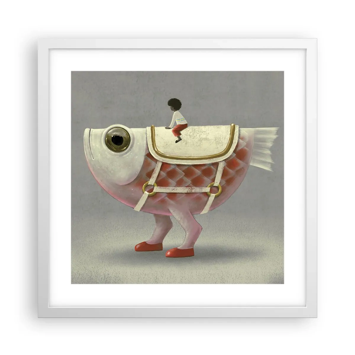 Poszter fekete keretben - A halas lovas - 40x40 cm