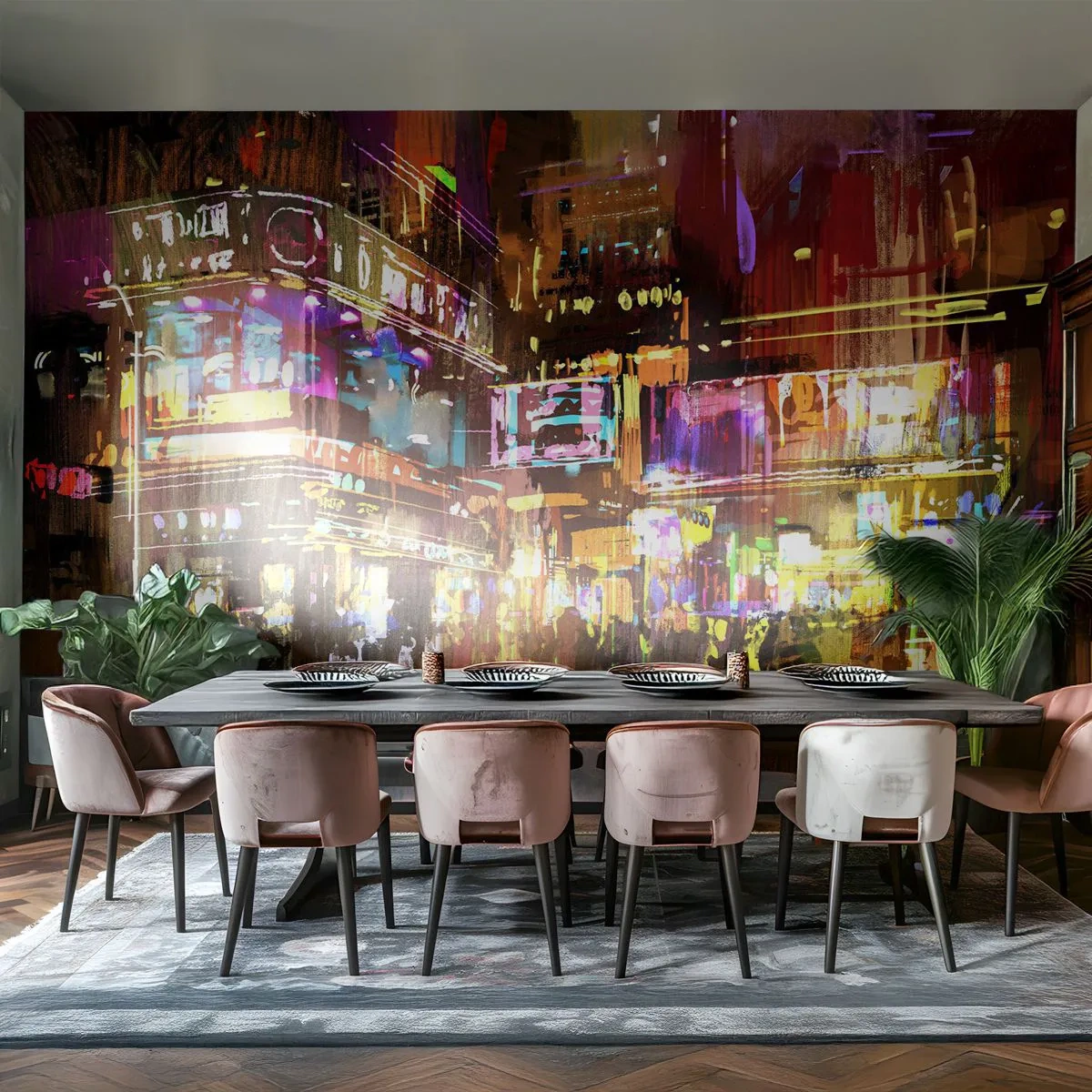 Öntapadós Fotótapéta Deluxe Sticker - A fény tengerében - Város, Építészet, Éjszakai élet - 250x175 cm