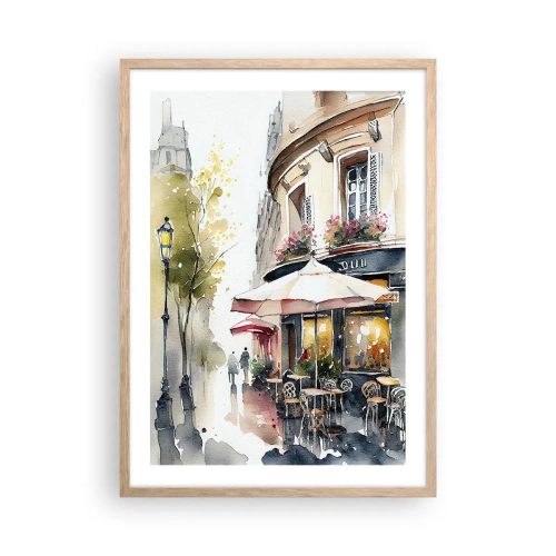 Poszter világos tölgy keretben - Egy párizsi reggel - 50x70 cm