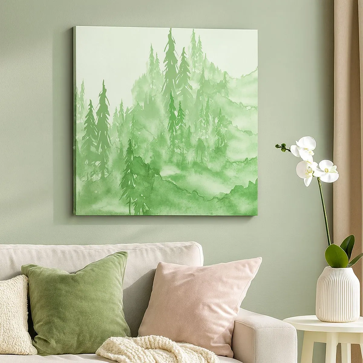 Vászonkép - Elmosódott zöld köddel - 30x30 cm