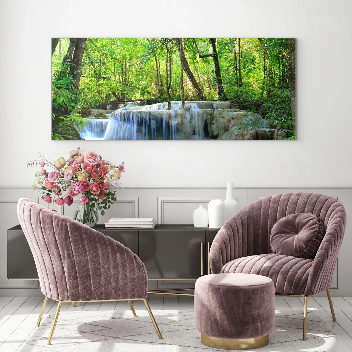 Üveg kép - Türkizbe és zöldbe merülni - 140x50 cm