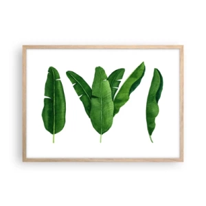 Poszter világos tölgy keretben - Zöld szimmetria - 70x50 cm