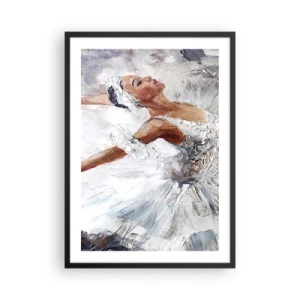 Poszter fehér keretben - Egy balerina fehér, festői stílusú ruhában - 50x70cm - Finom és könnyű, mint a tüll - Modern fali dekoráció nappalihoz és hálószobához ARTTOR