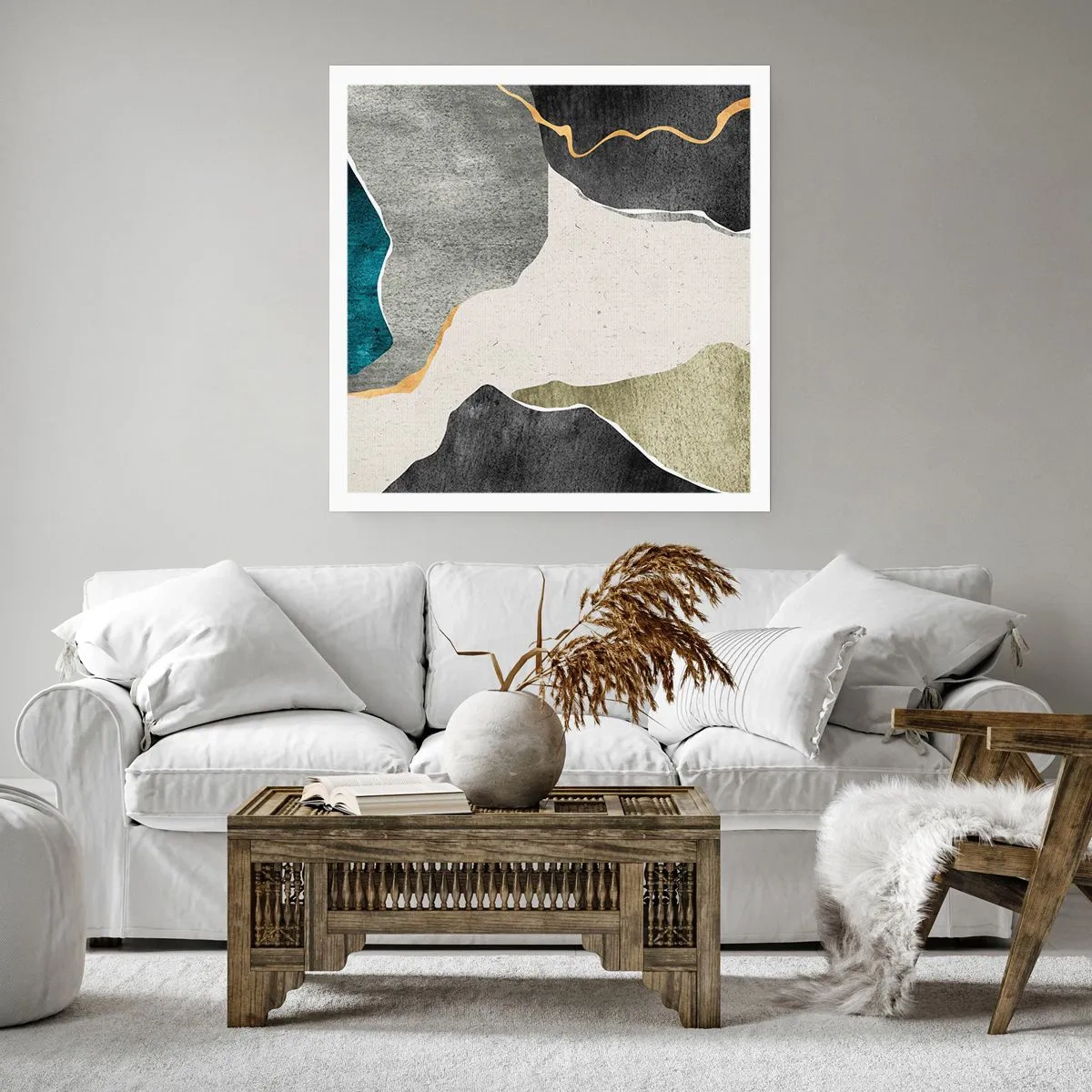 Poszter - Mozaik kompozíció aranyszállal - 60x60 cm