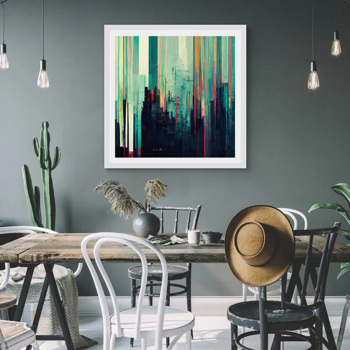 Poszter fekete keretben - Futurisztikus város - 60x60 cm