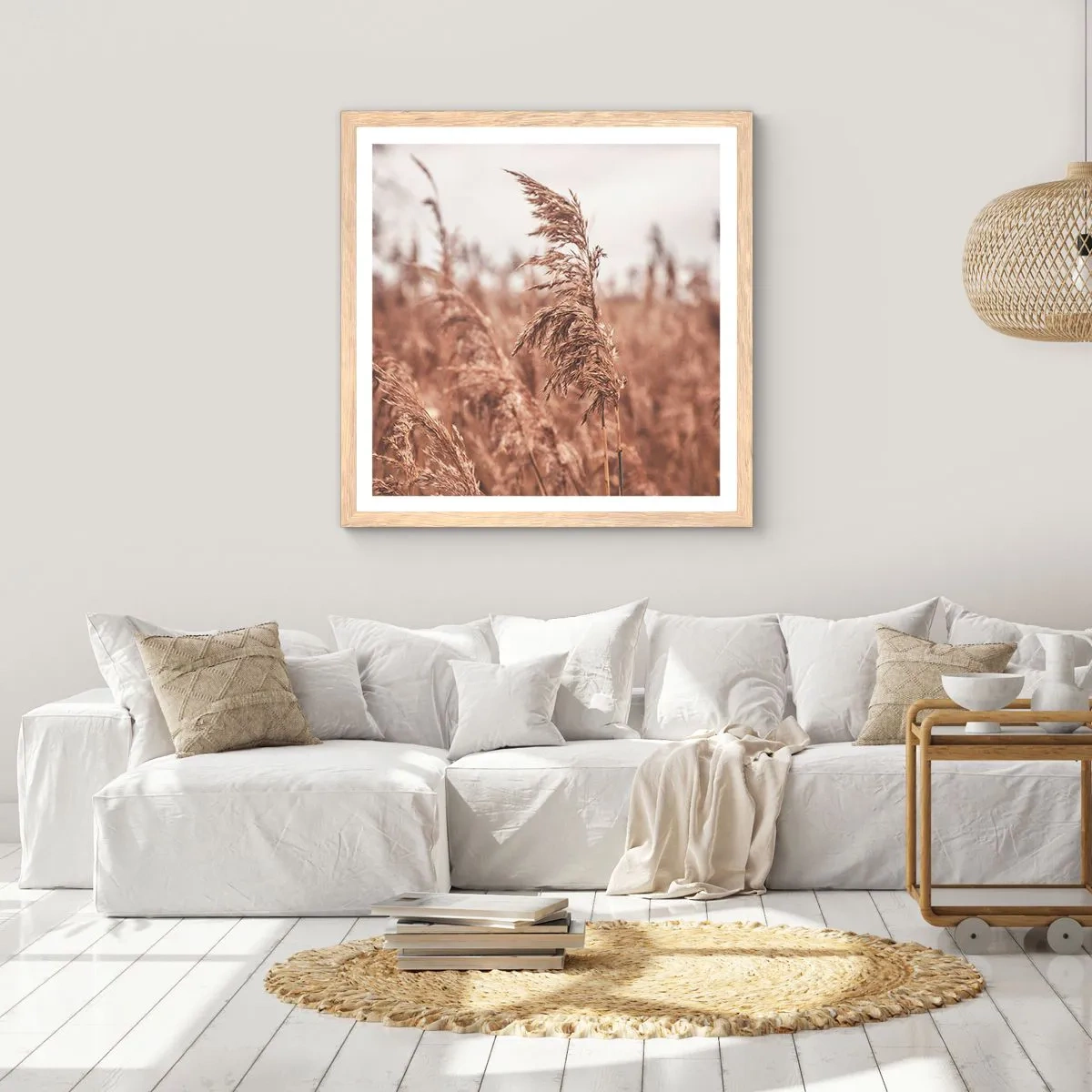 Poszter világos tölgy keretben - Ősz van már a mezőkön - 50x50 cm