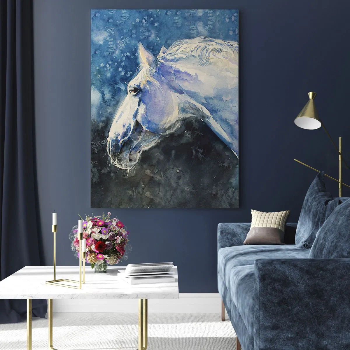 Üveg kép - Portré kék fényben - 70x100 cm
