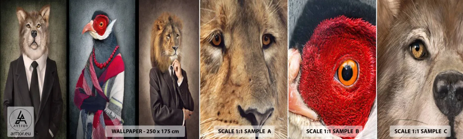 Fotótapéta Minta Öntapadós Deluxe Sticker - Mit csinálok itt?! - Absztrakció, Kutya, Madár - 100x30 cm