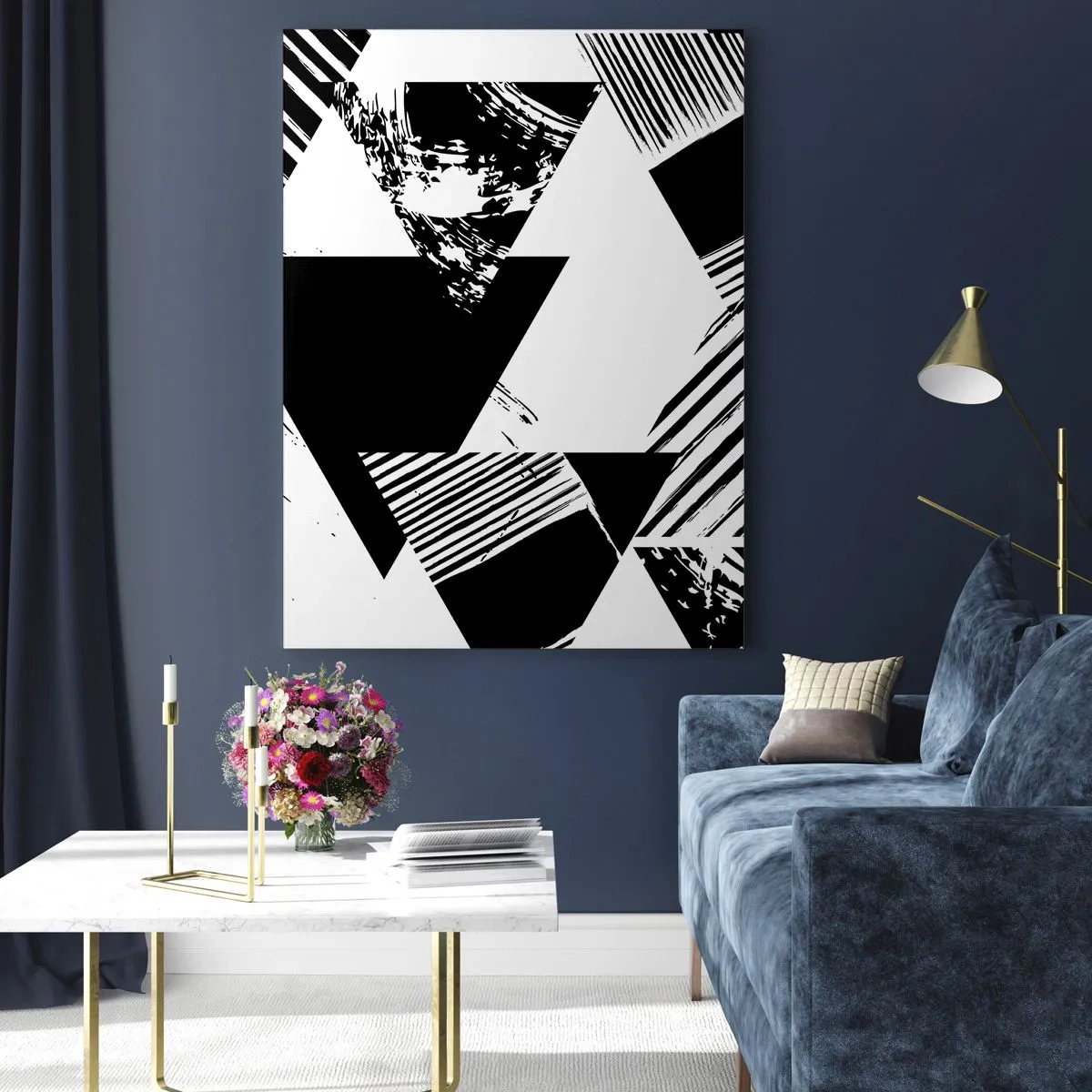 Üveg kép - Háromszögek esője - 50x70 cm