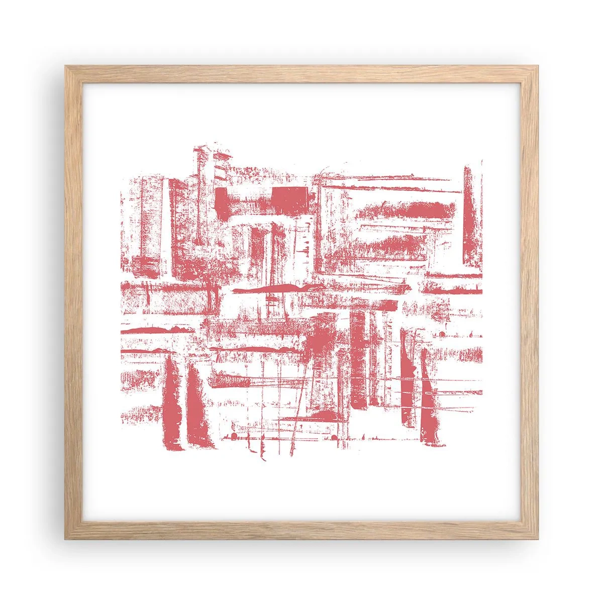 Poszter világos tölgy keretben - A vörös város - 40x40 cm