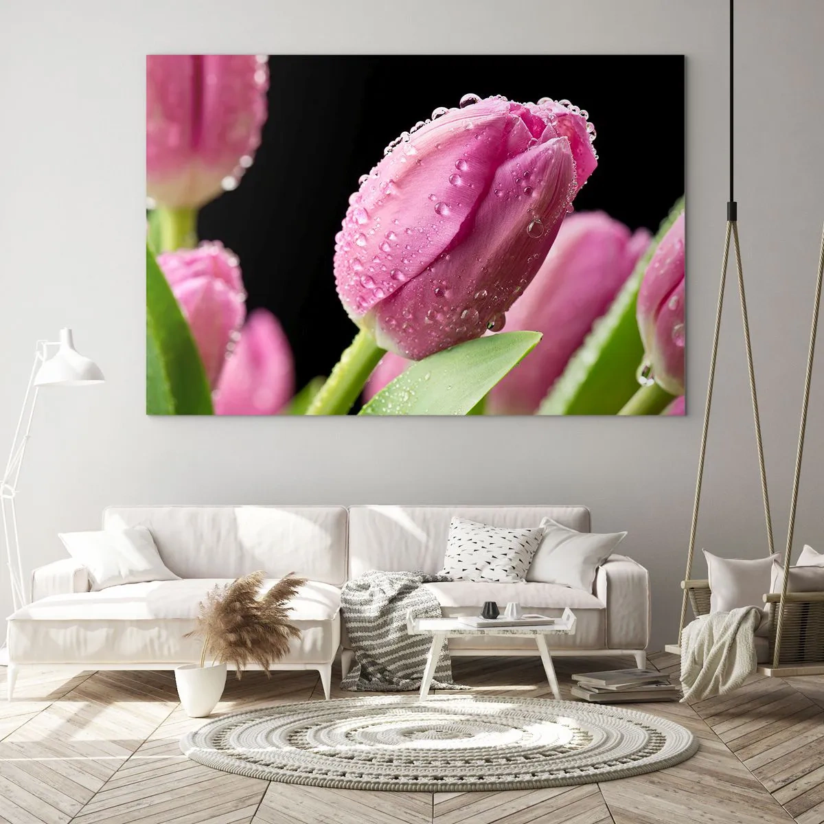 Üveg kép - Lila álom a harmatban - 120x80 cm