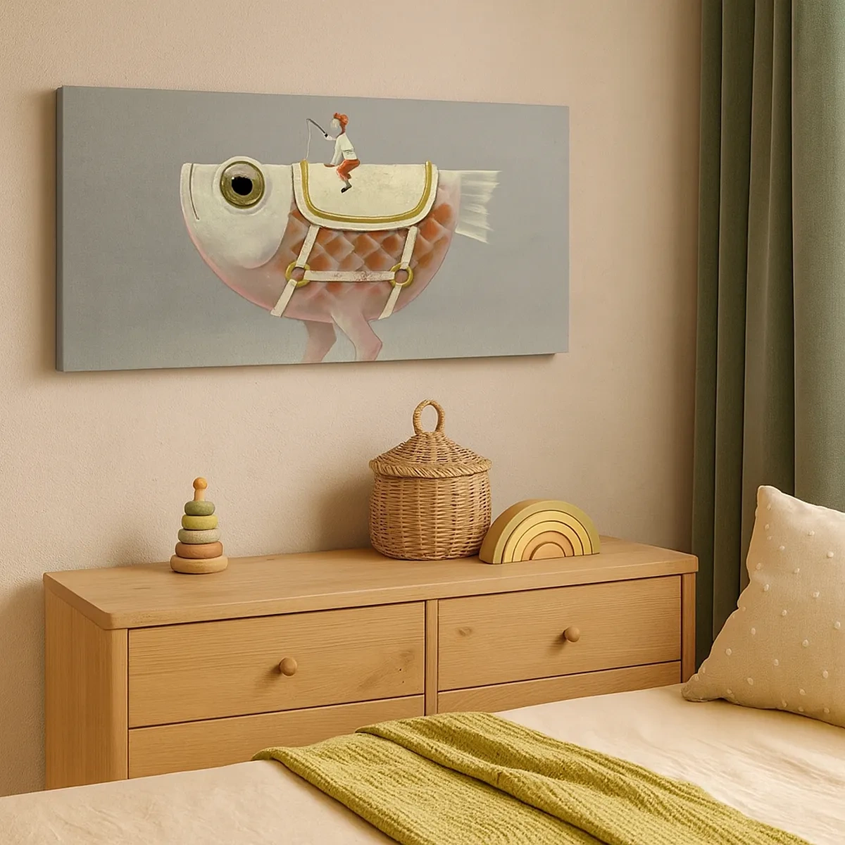 Vászonkép - A halas lovas - 30x30 cm