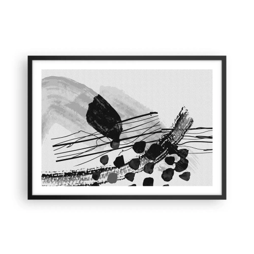 Poszter fehér keretben - Fekete-fehér organikus absztrakció - 70x50 cm