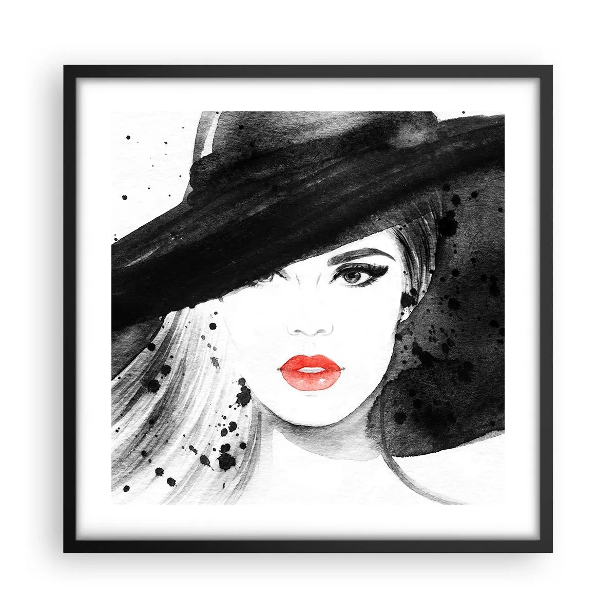 Poszter fehér keretben - Hölgy a feketében - 50x50 cm