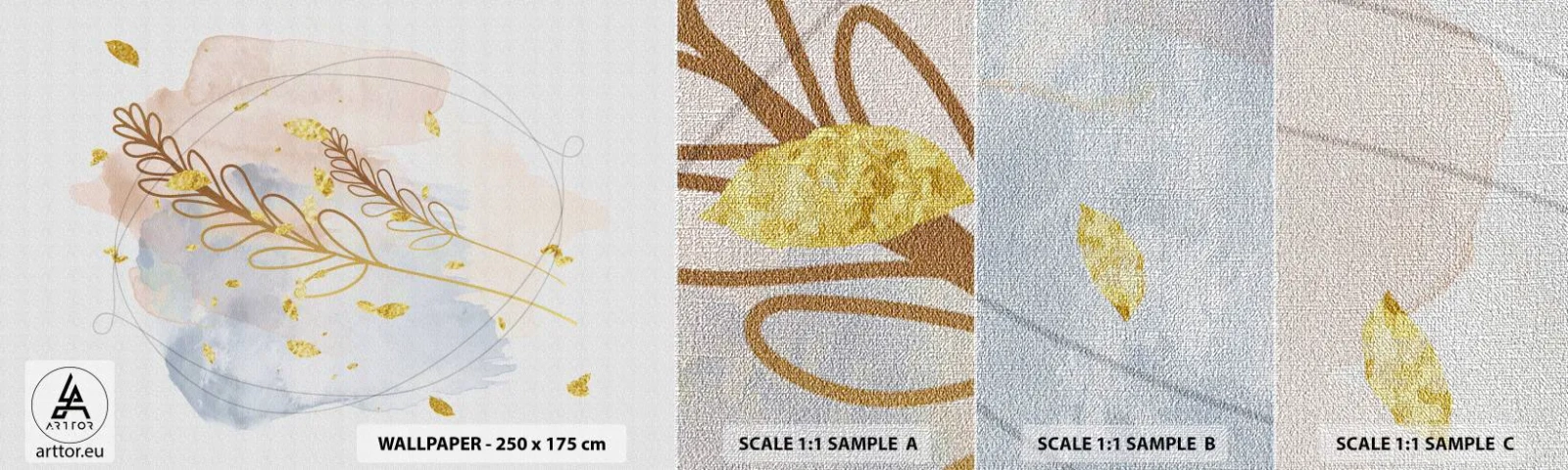 Fotótapéta Minta Premium Canvas - Aranyszínű fuvallat - Fényes, Minimalista, Modern - 100x30 cm